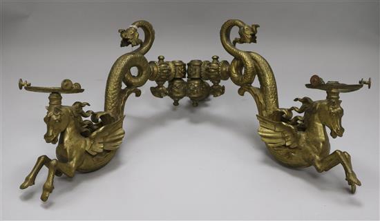 A two branch decorative horse gas mantel